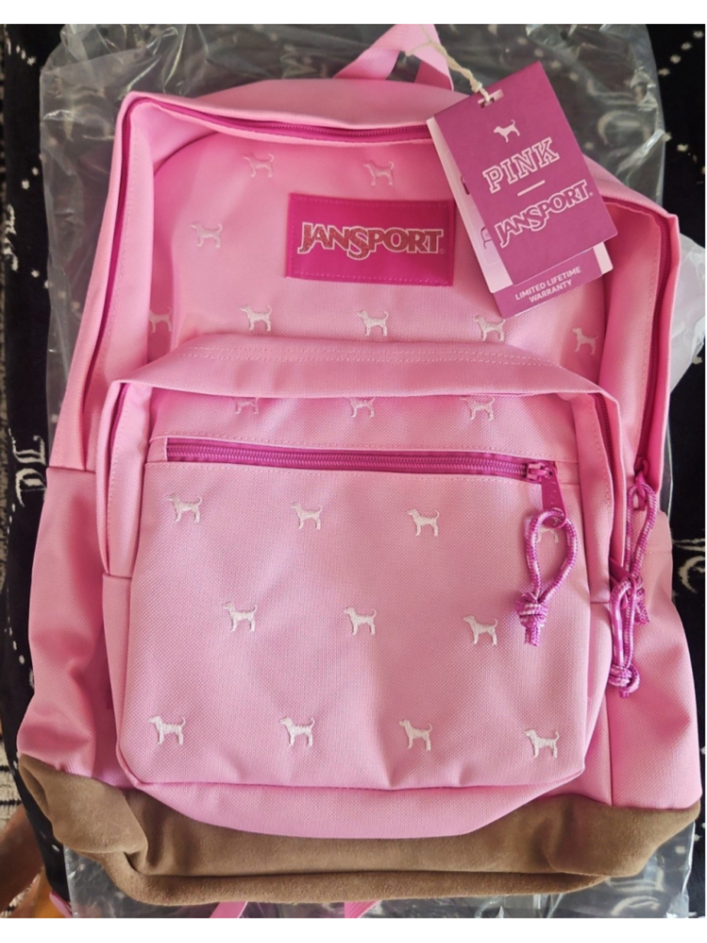 JANSPORT x PINK By Victoria's Secret Right Pack Backpack In Pink Ice Dog NEW